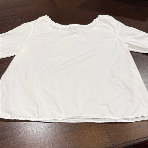 CP Shades White Blouse with Drawstring Ruffled Neckline - Picture 6 of 8